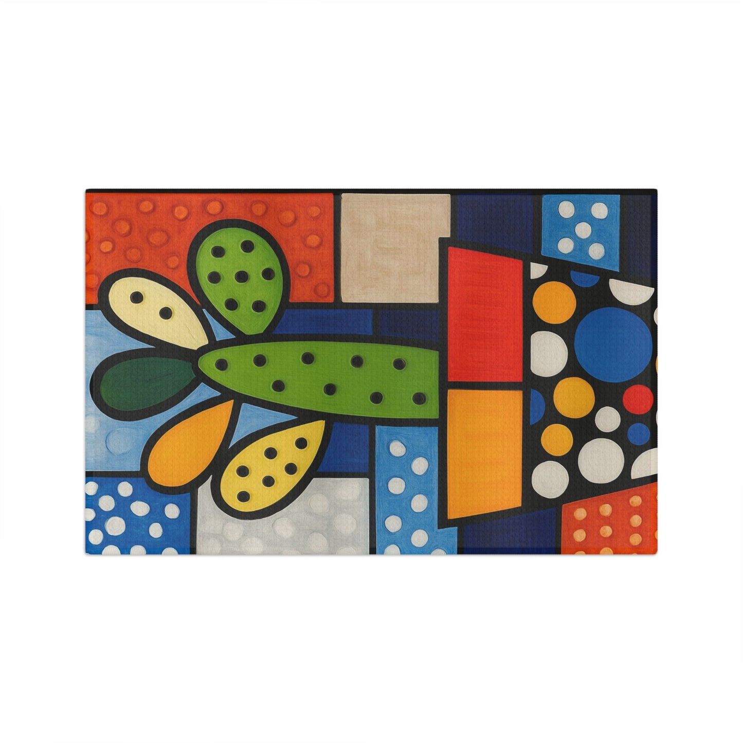 Cactus Pop Art Tea Towel — Colorful Geometric Microfiber Kitchen Towel