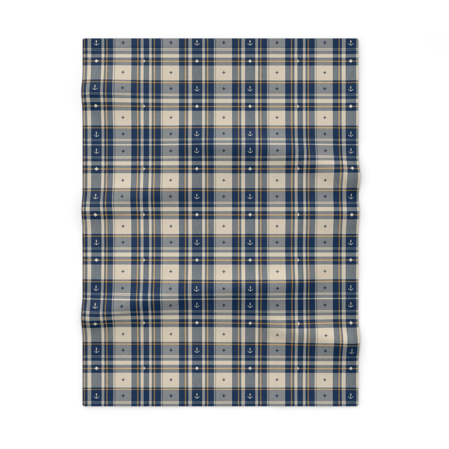 Navy & Cream Plaid Baby Blanket – Soft Fleece Nursery Throw