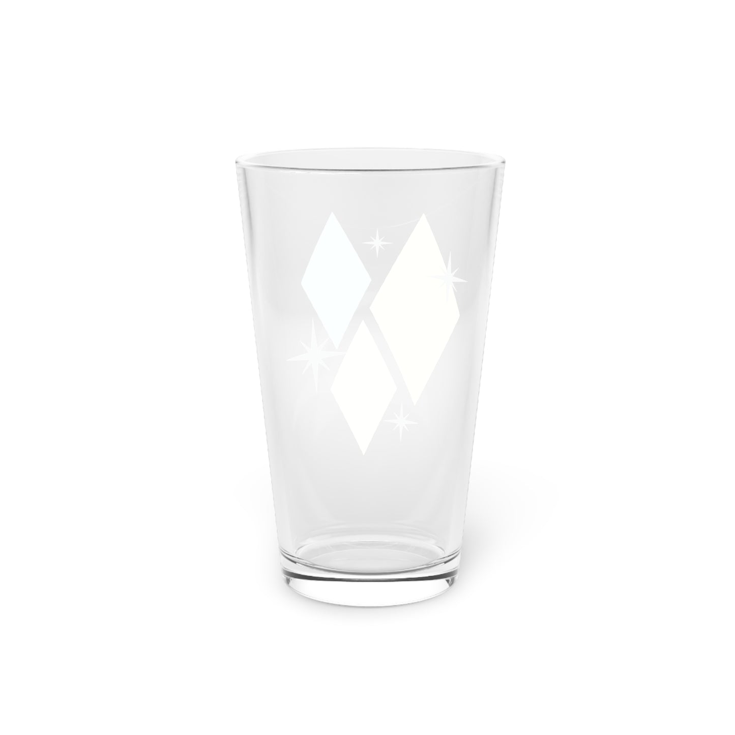 Mid-Century Diamond Pint Glass — Retro Geometric 16oz Beer Glass