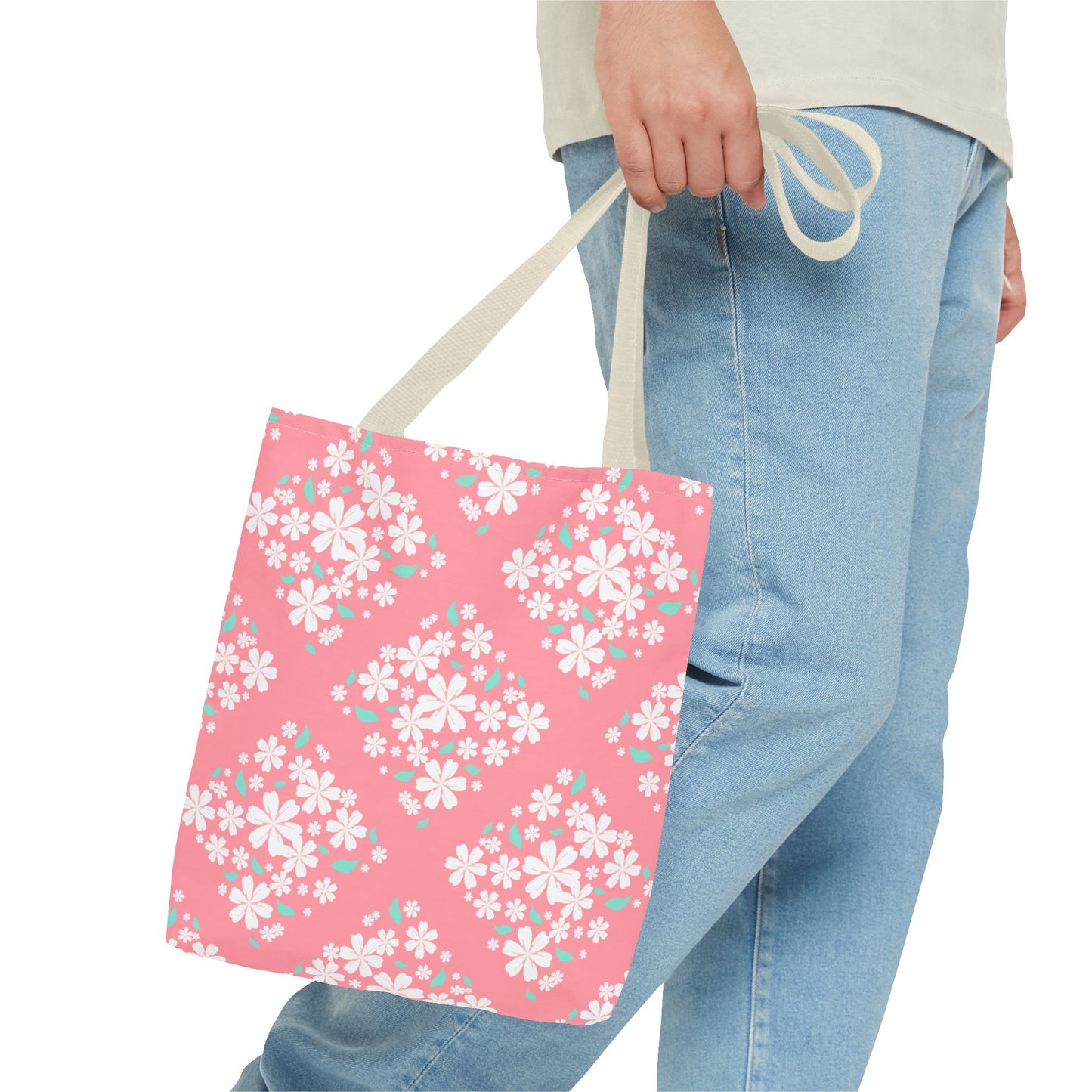 Pink Cherry Blossom Tote Bag — Floral Spring Market Bag