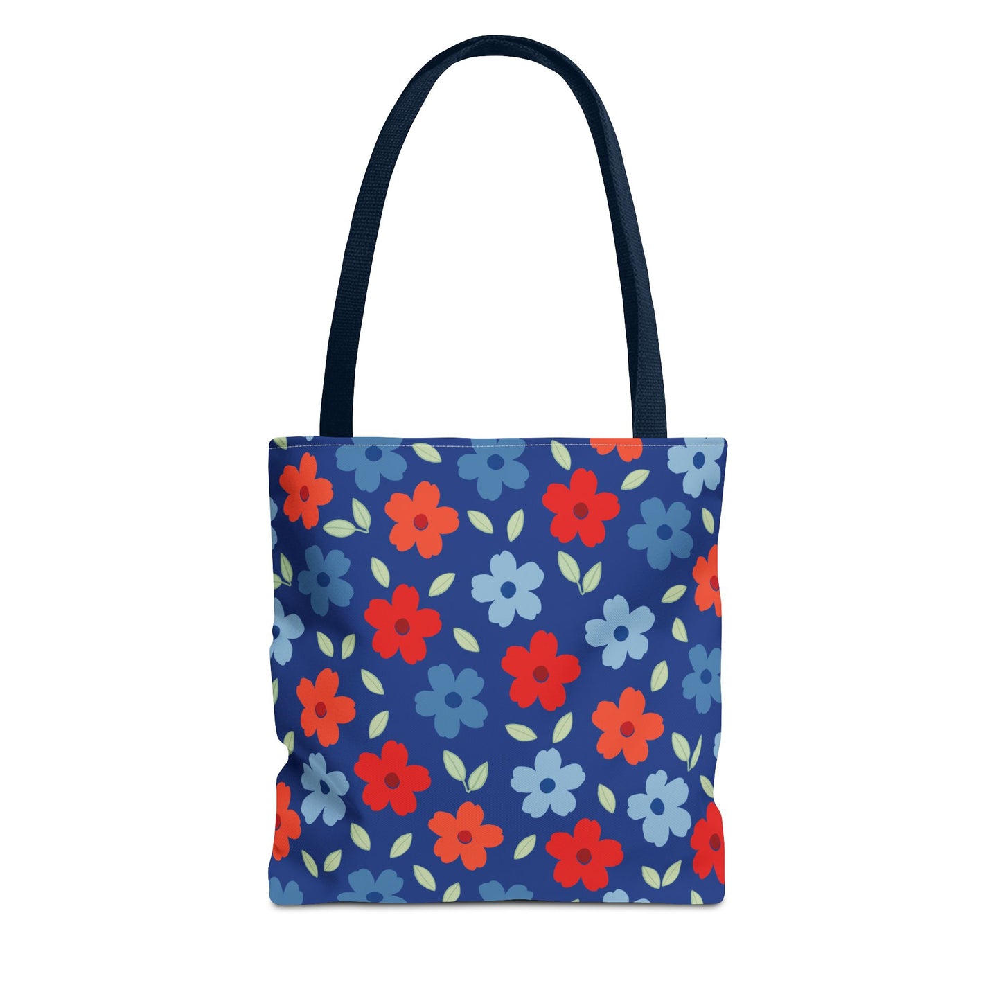 Blue Floral Tote Bag — All-Over Print Reusable Shopping Tote