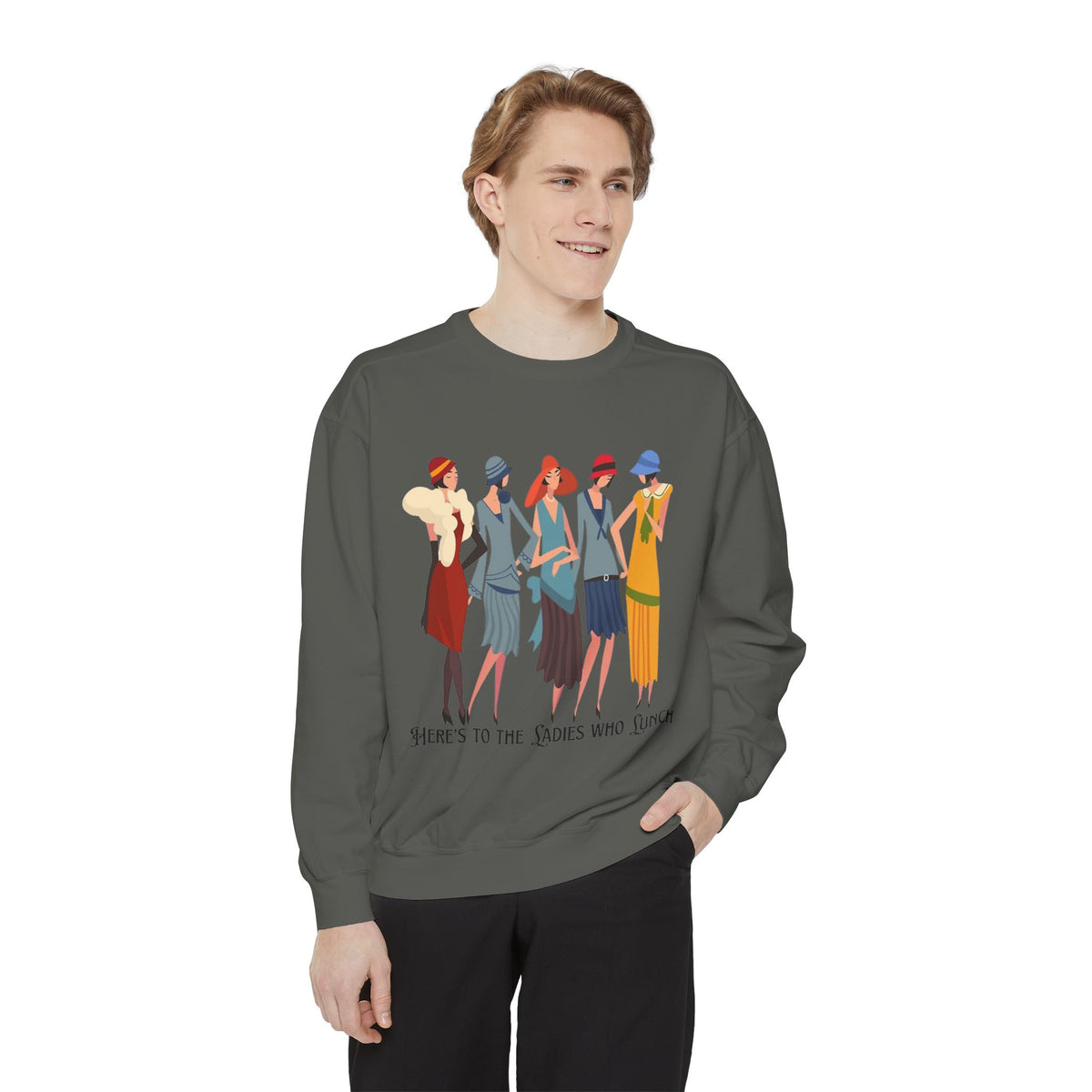 Vintage Flapper Ladies Sweatshirt – "Here's to the Ladies Who Lunch"