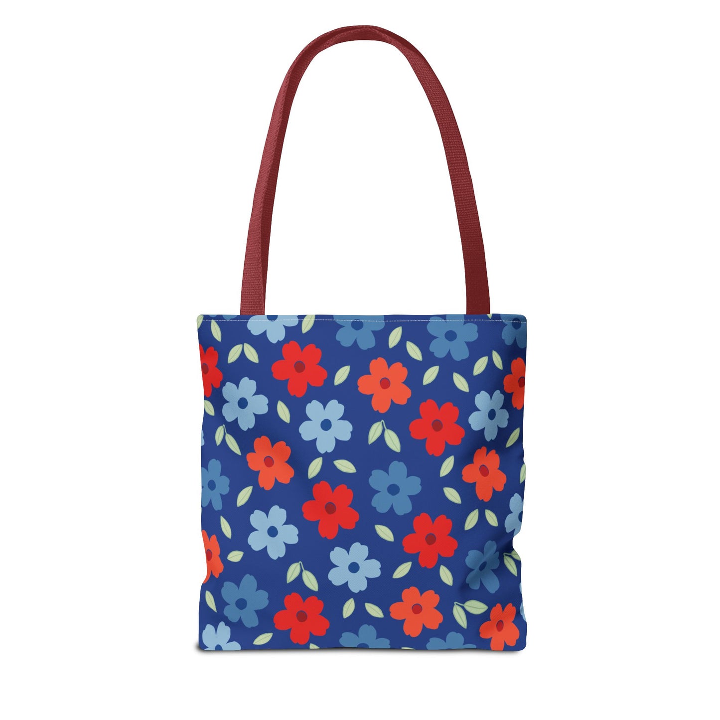 Blue Floral Tote Bag — All-Over Print Reusable Shopping Tote