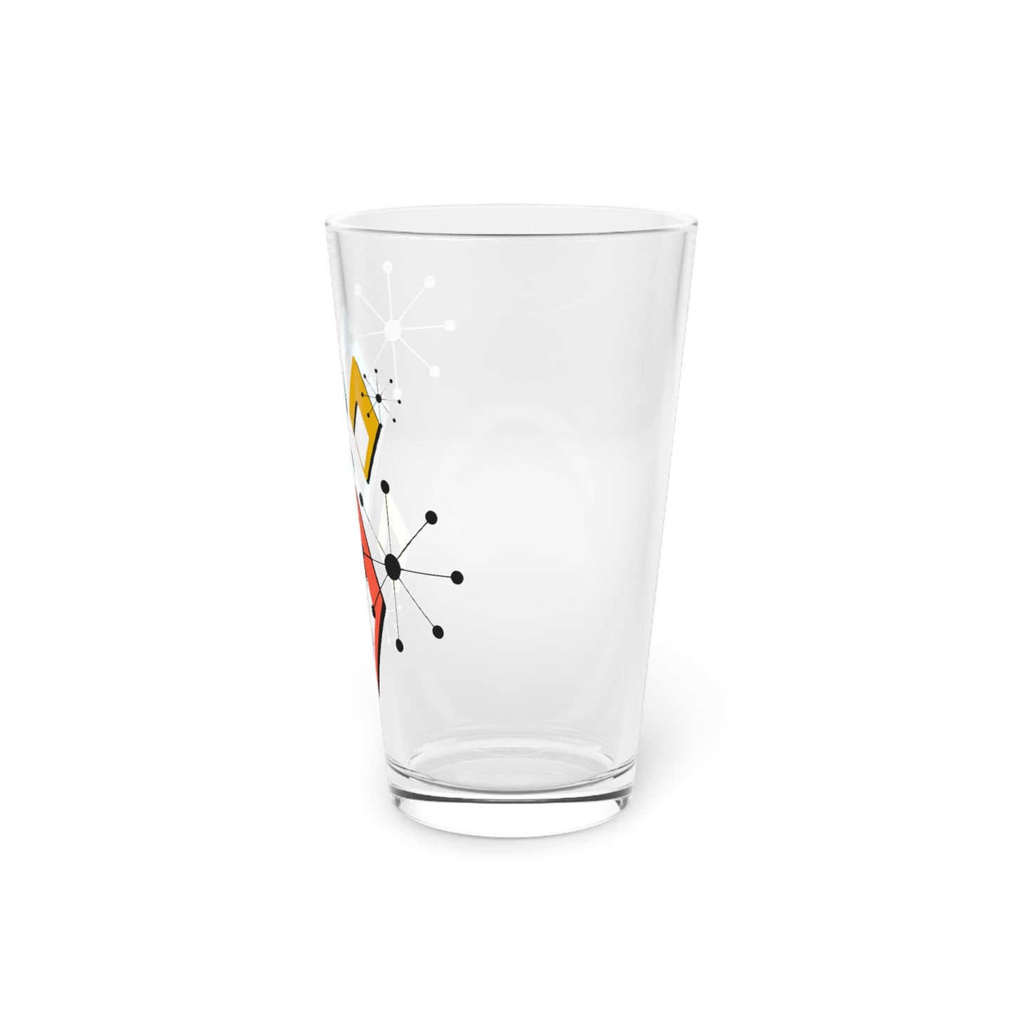 Mid-Century Geometric Pint Glass — Retro Diamond Pattern 16 oz