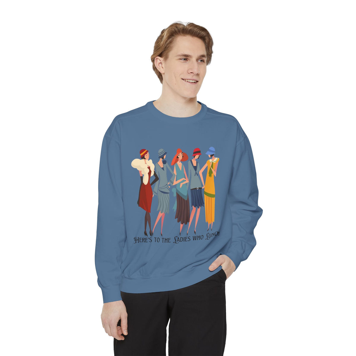 Vintage Flapper Ladies Sweatshirt – "Here's to the Ladies Who Lunch"