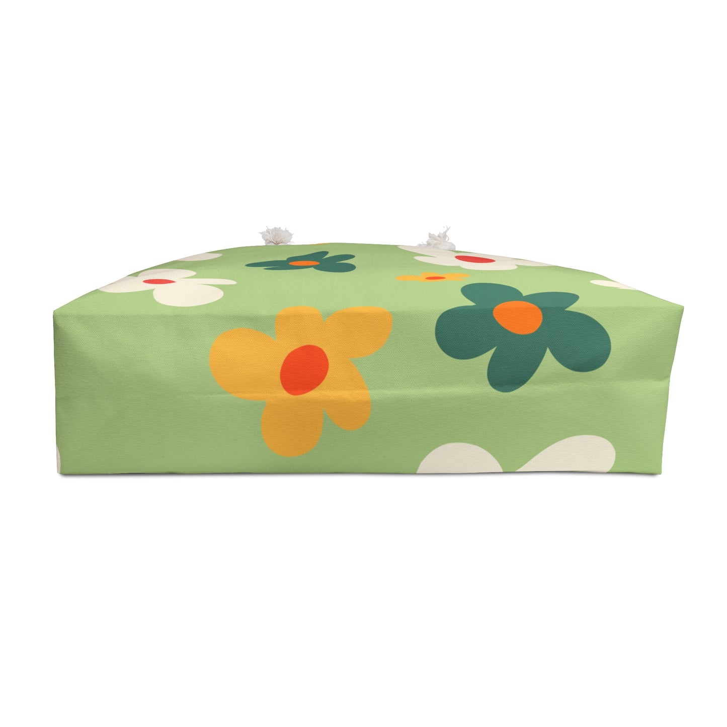 Floral Weekender Bag — Retro Green Daisy Travel Tote