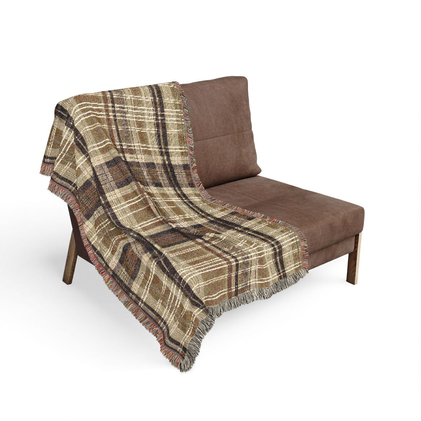 Plaid Woven Throw Blanket — Cozy Rustic Plaid Fringe Blanket for Living Room, Cabin, Fall Décor