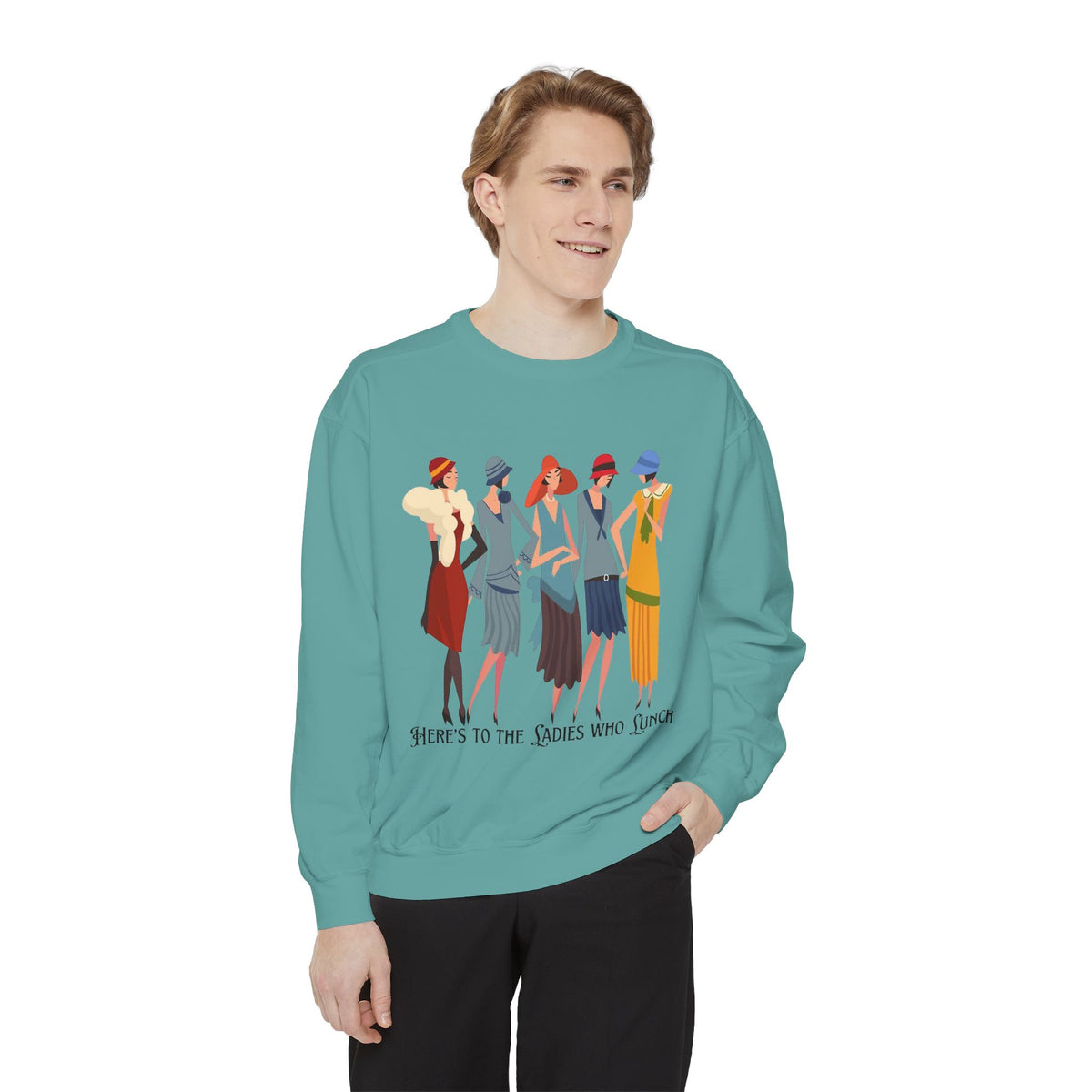 Vintage Flapper Ladies Sweatshirt – "Here's to the Ladies Who Lunch"