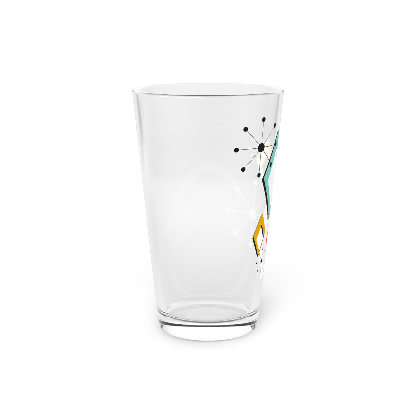 Mid-Century Geometric Pint Glass — Retro Diamond Pattern 16 oz