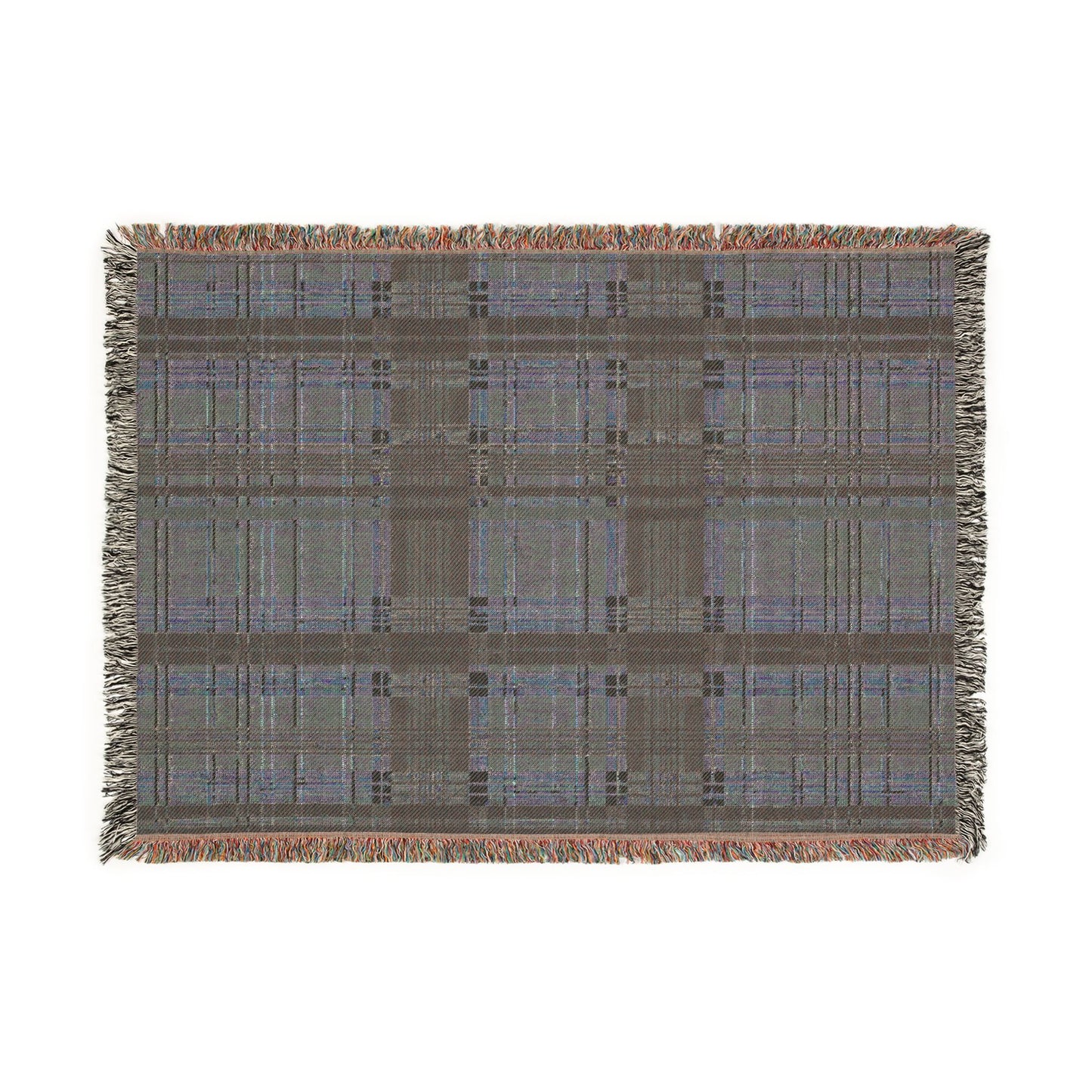Plaid Woven Throw Blanket — Cozy Rustic Plaid Fringe Blanket for Living Room, Cabin, Fall Décor