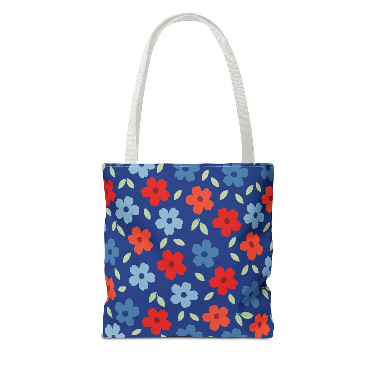 Blue Floral Tote Bag — All-Over Print Reusable Shopping Tote