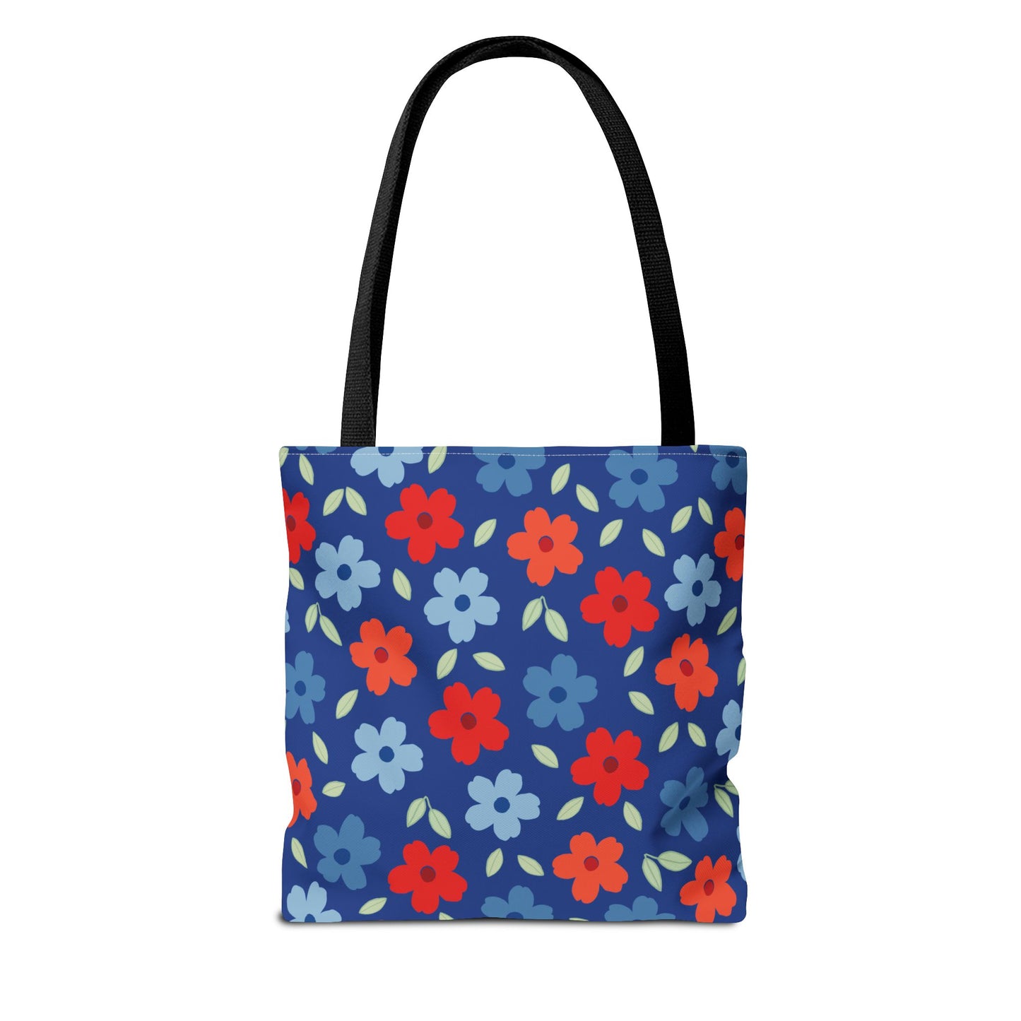 Blue Floral Tote Bag — All-Over Print Reusable Shopping Tote