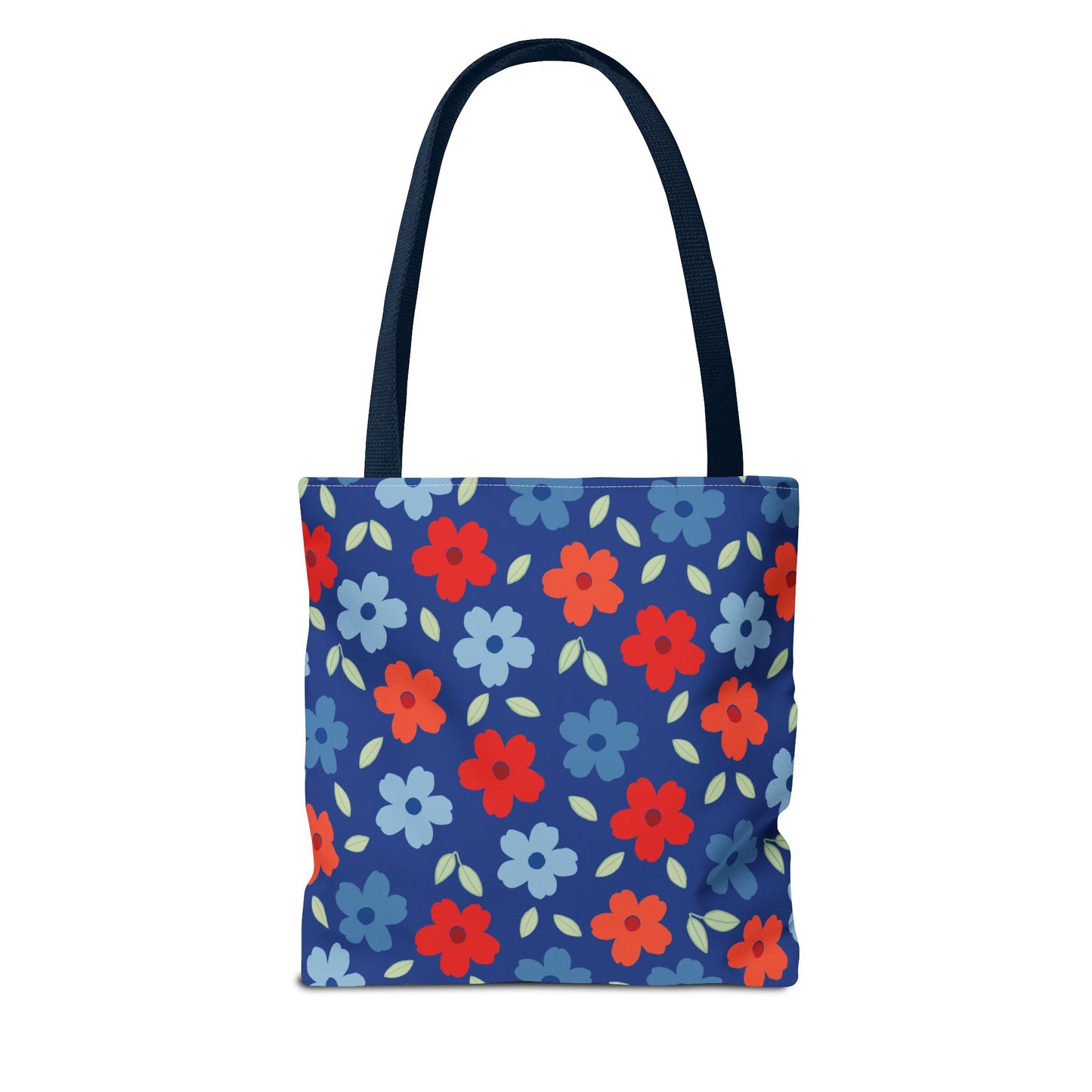Blue Floral Tote Bag — All-Over Print Reusable Shopping Tote