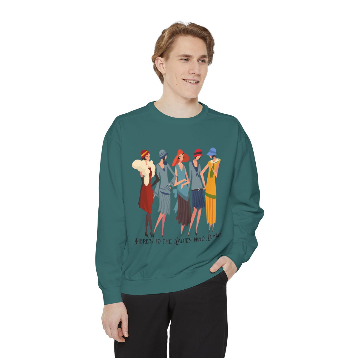 Vintage Flapper Ladies Sweatshirt – "Here's to the Ladies Who Lunch"